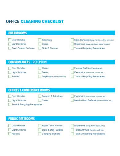 sample office cleaning checklist