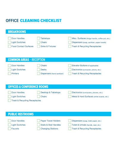 Office Cleaning Checklist Printable