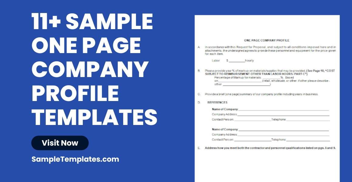 Sample One Page Company Profile Templates