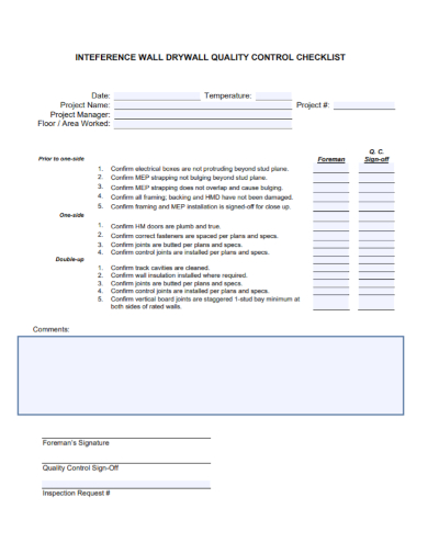 sample quality control checklist
