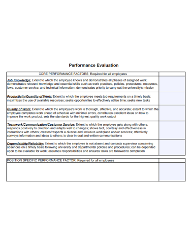 FREE 10 Quality Of Work Evaluation Samples Employee Self Performance   Sample Quality Of Work Evaluation 