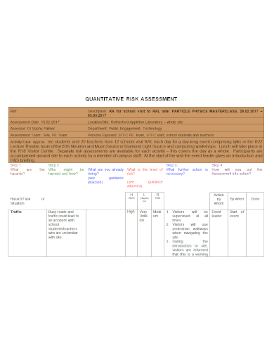 sample quantitative risk assessment