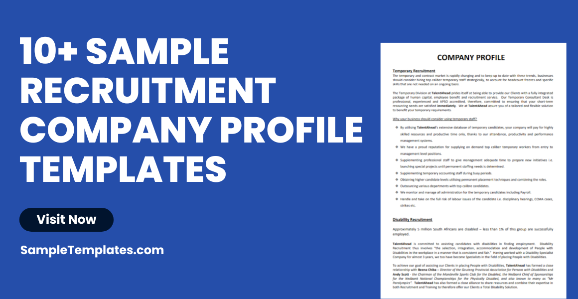 Sample Recruitment Company Profile Templates
