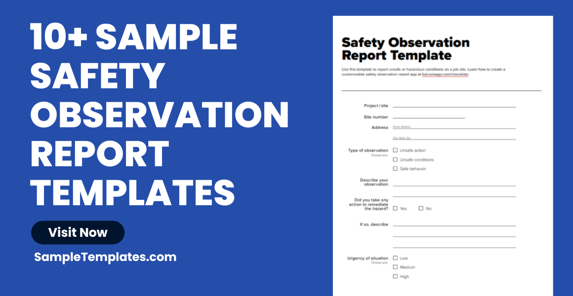 Sample Safety Observation Report Templates