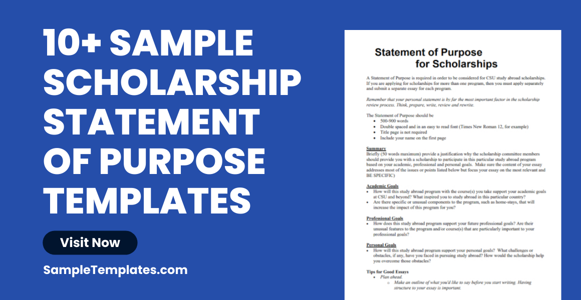 Sample Scholarship Statement of Purpose Templates
