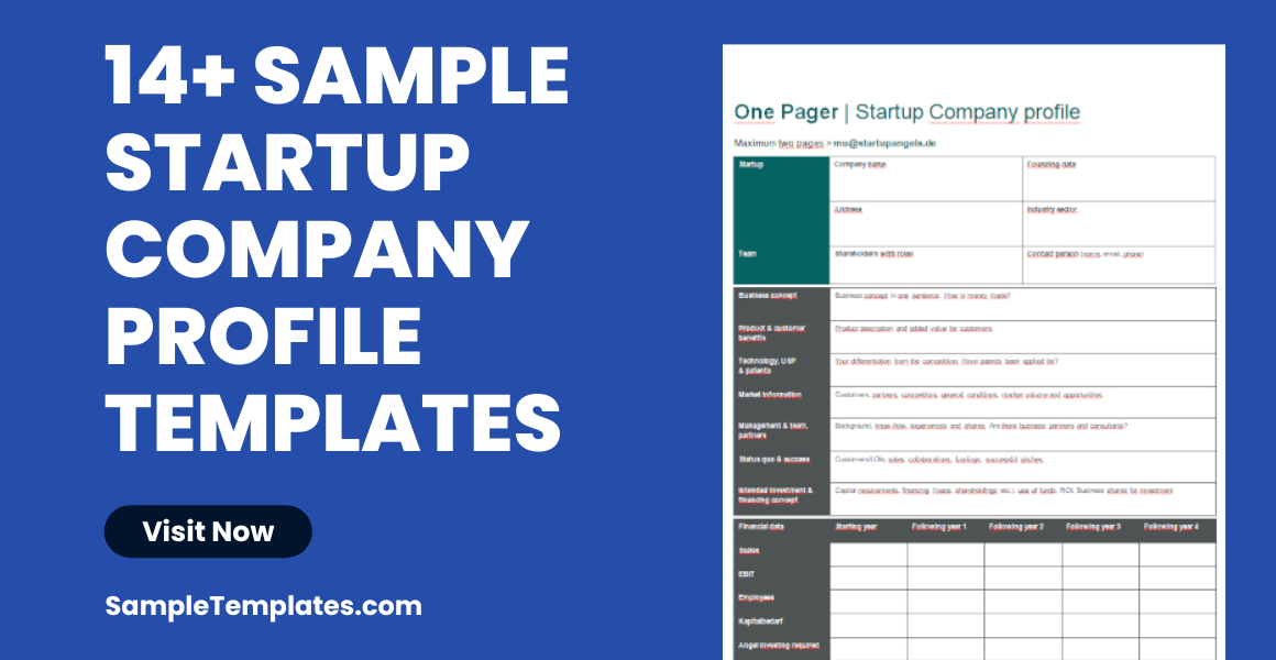 Sample Startup Company Profile Templates