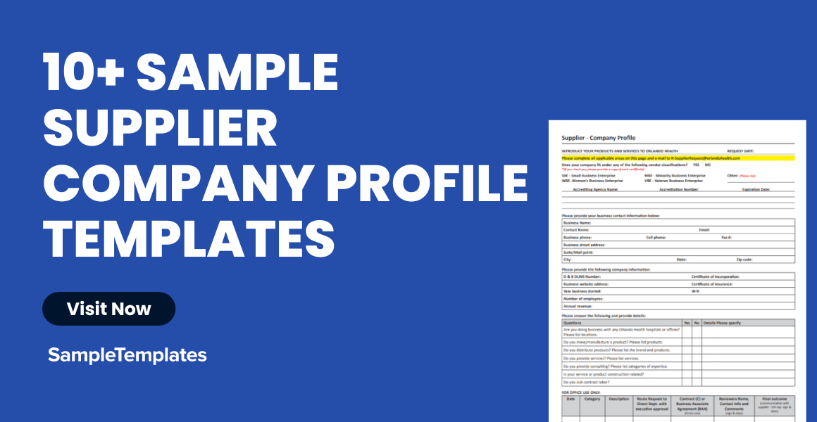 Sample Supplier Company Profile Templates