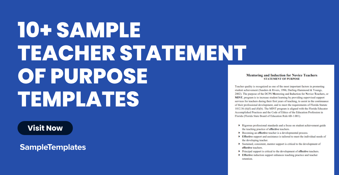 sample teacher statement of purpose templates