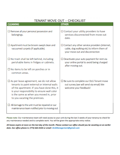 sample tenant move out checklist