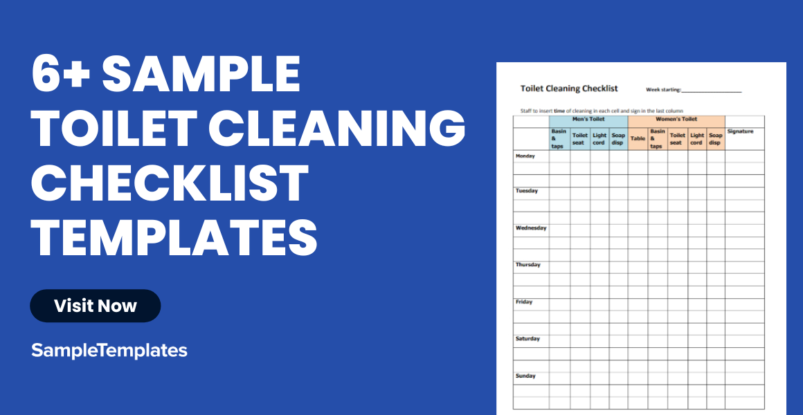 sample toilet cleaning checklist templates