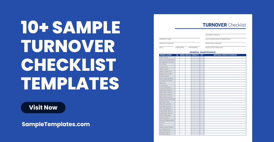Sample Turnover Checklist Template