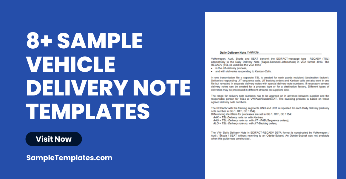 sample vehicle delivery note templates