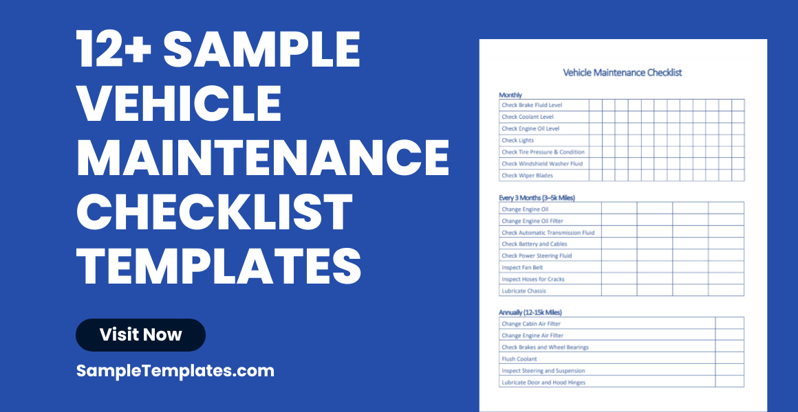 Sample Vehicle Maintenance Checklist Templates