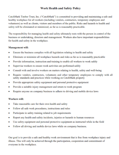 sample work health and safety policy