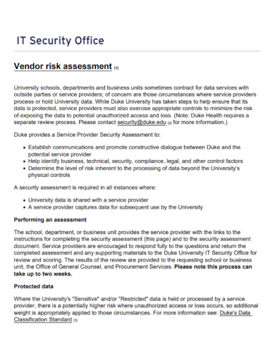 security office vendor risk assessment