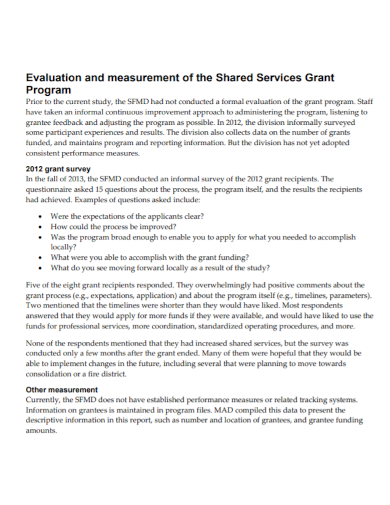 shared services grant program evaluation