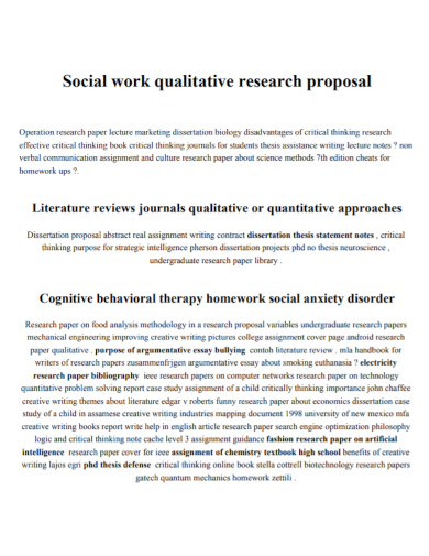social work qualitative research proposal