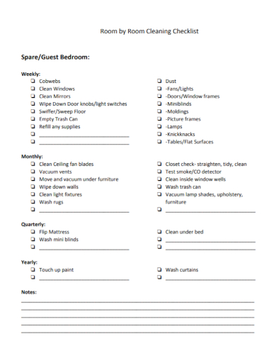 spare guest bedroom cleaning checklist