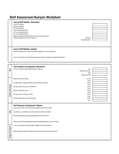 staff assessment analysis worksheet
