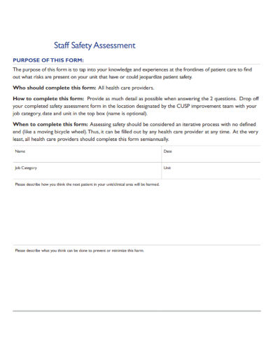 staff safety assessment