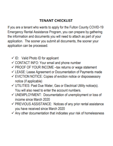 standard tenant checklist