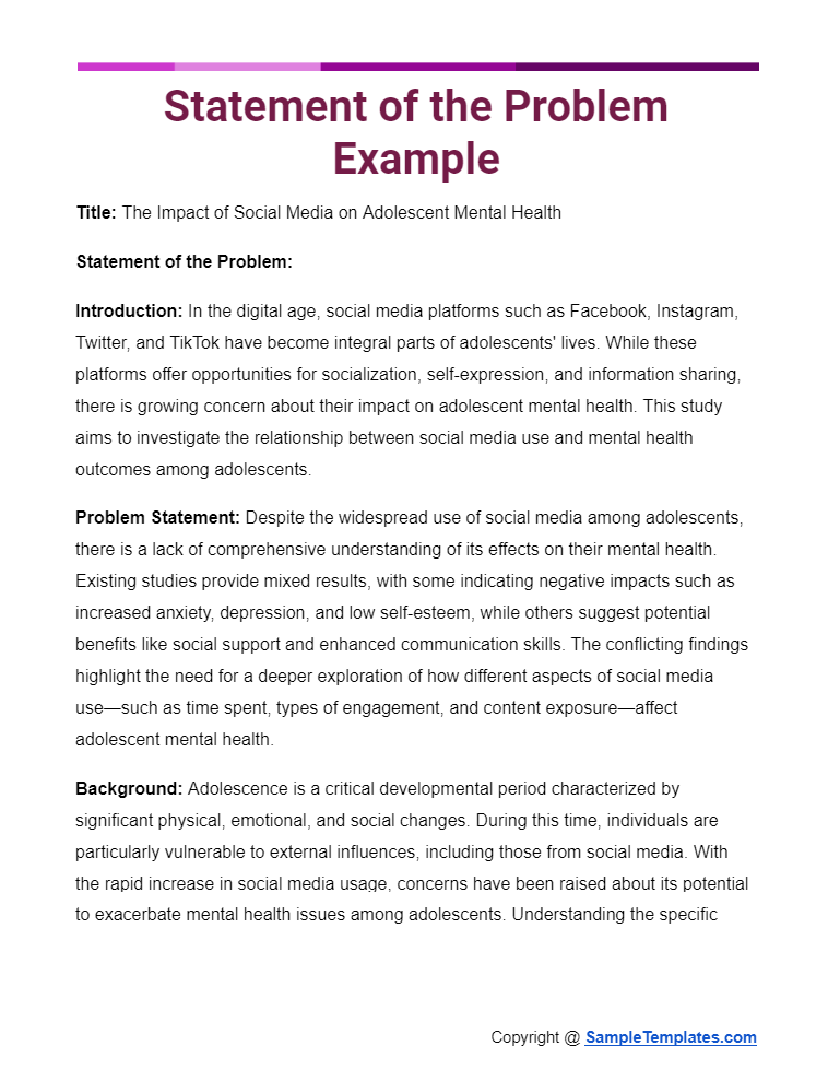 statement of the problem example