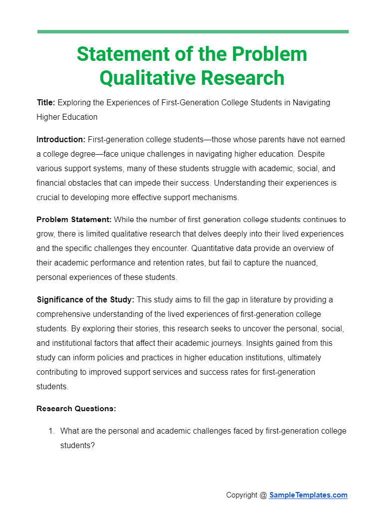 statement of the problem qualitative research
