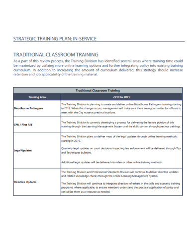 strategic classroom training plan