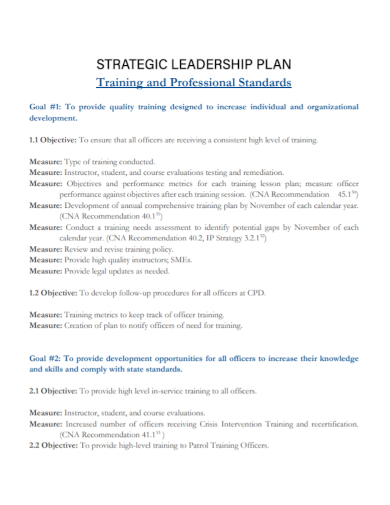strategic leadership training plan