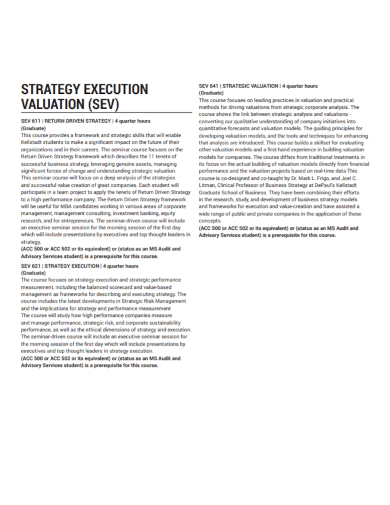 strategy execution valuation