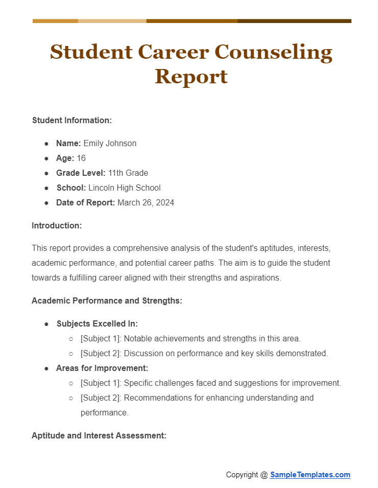 student career counseling report