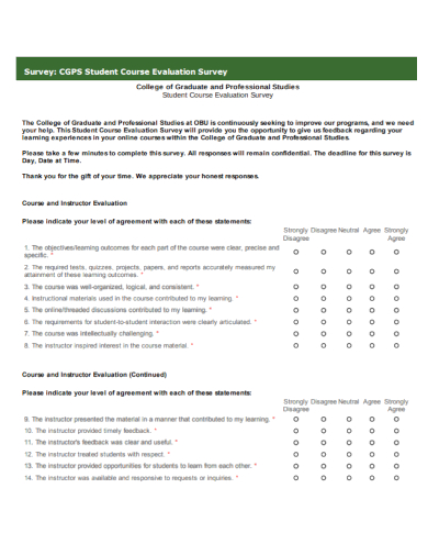 student course evaluation survey