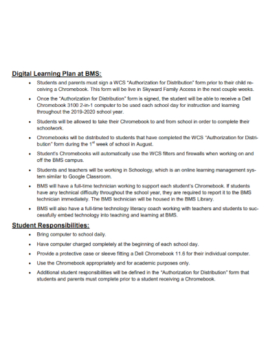 student digital learning plan