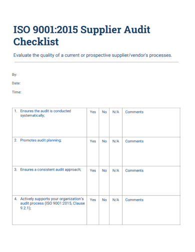 supplier audit checklist