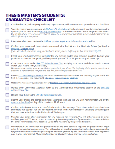 thesis masters graduation checklist