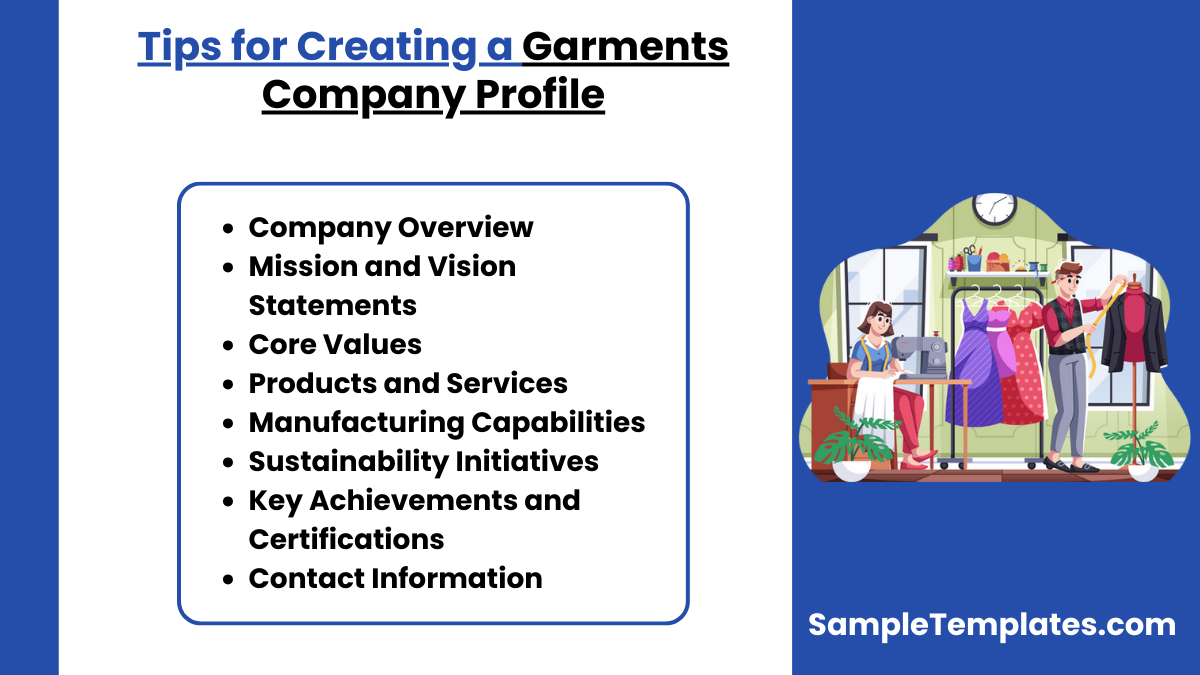 tips for creating a garments company profile