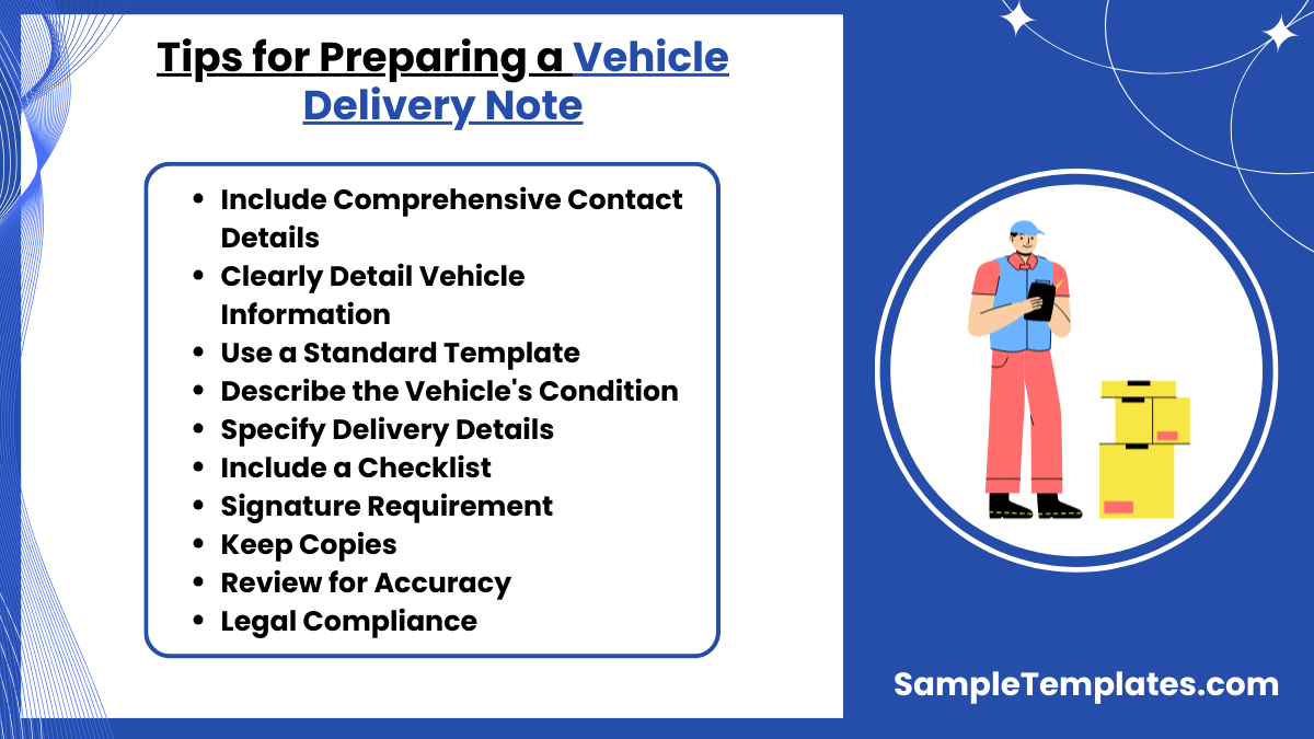 tips for preparing a vehicle delivery note