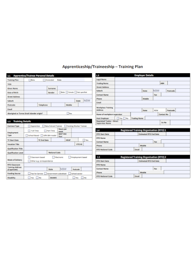 traineeship training plan
