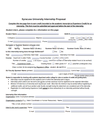 university internship proposal