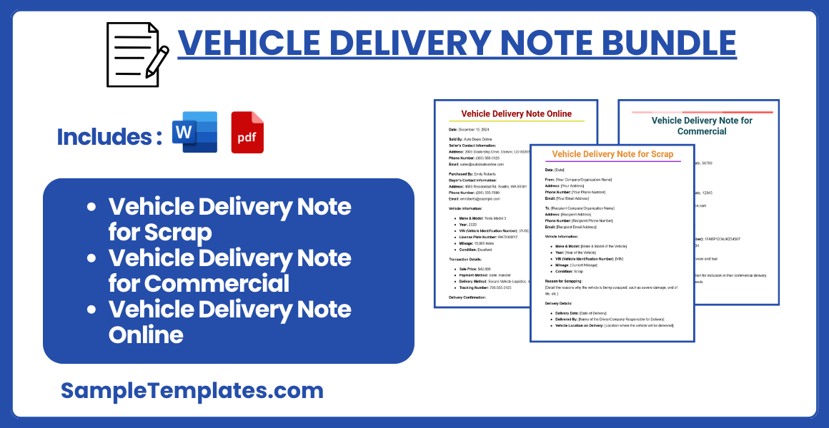 vehicle delivery note bundle