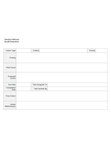 vendor internal audit checklist