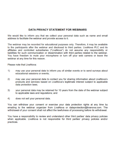 webinar data privacy statement