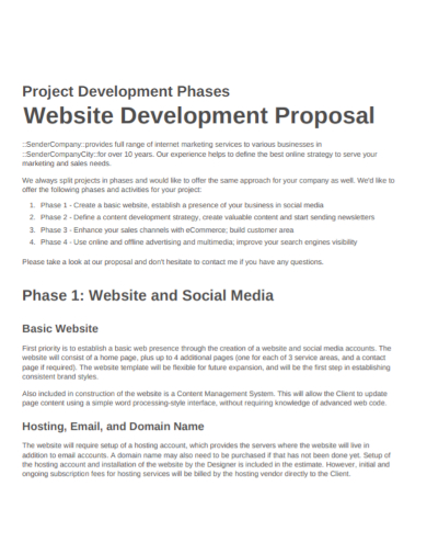 website project development proposal