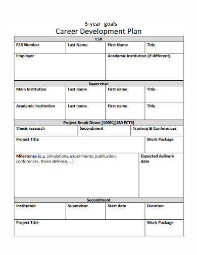 5 year goals career development plan