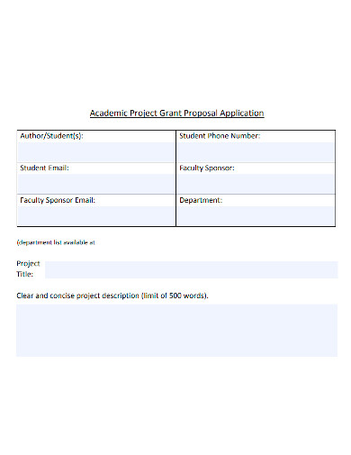 academic project grant proposal application