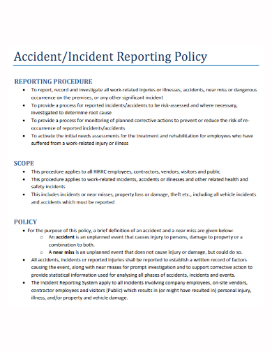 accident and incident procedure report