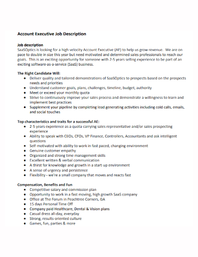 Multimedia account executive job description