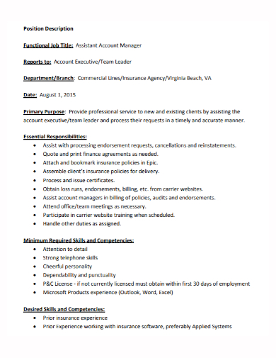 account executive job position description