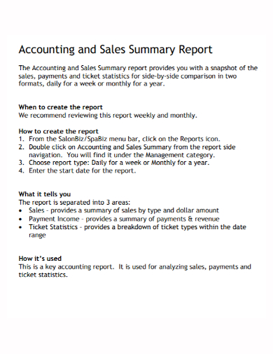 accounting sales summary report