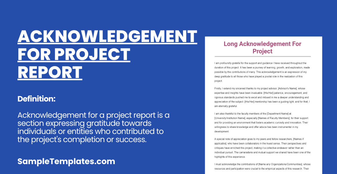 Acknowledgement For Project Reports